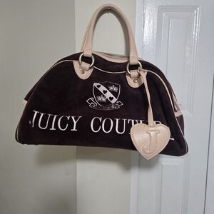 Juicy Couture Brown and Pink Tote Bag with Heart Charm